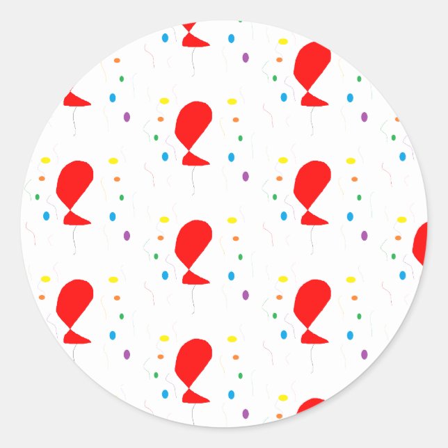 Sticker Rond Ballons rouges avec motif confetti coloré (Devant)