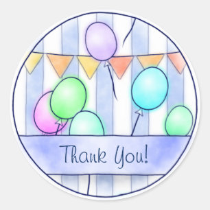 Sticker Rond Ballons sur les rayures bleues