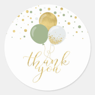 Sticker Rond Ballons verts Gold&Sage Parti Favoriser Merci