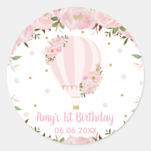 Sticker Rond Balloon à air chaud rose flou à air chaud Annivers