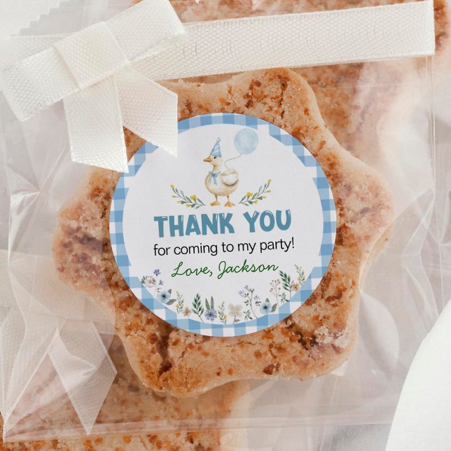 Sticker Rond Balloon bleu oie soyeux Anniversaire (Créateur téléchargé)