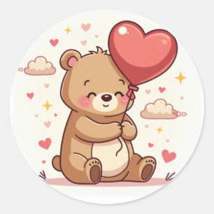 Sticker Rond Balloon Coeur de l'ours de Chubby