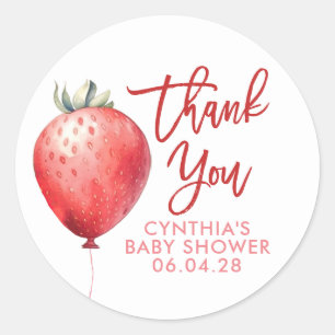 Sticker Rond Balloon fraise Merci amusant