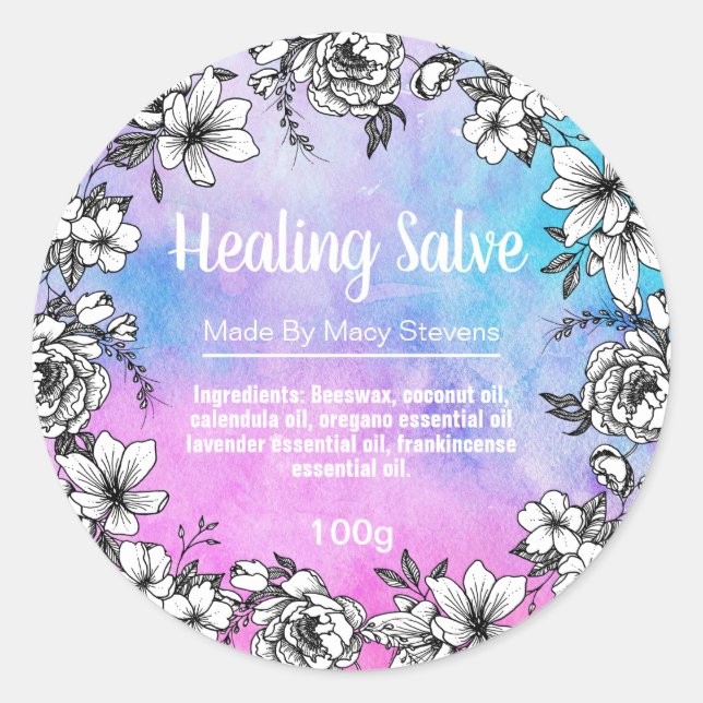 Sticker Rond Balme de guérison Floral Galaxy (Devant)