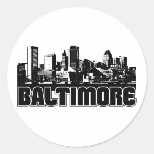 Sticker Rond Baltimore Skyline
