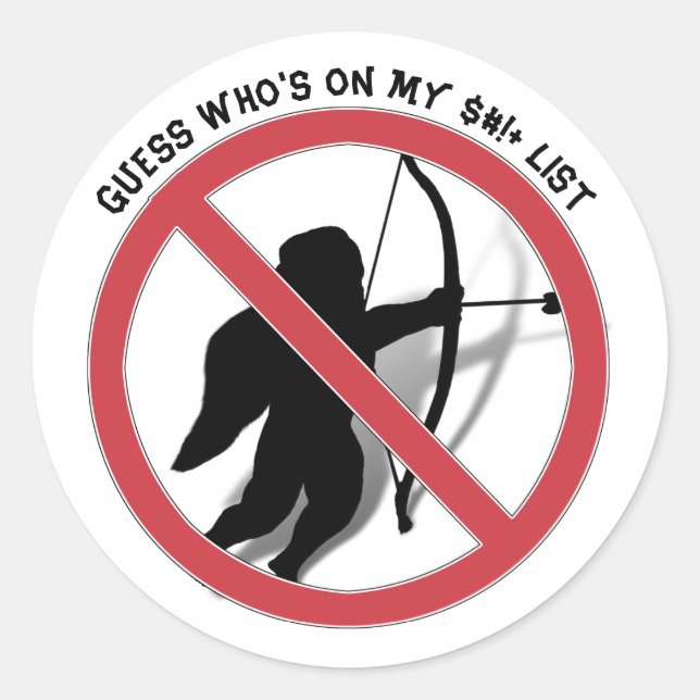 Sticker Rond Ban Cupid Anti-Valentine (Devant)