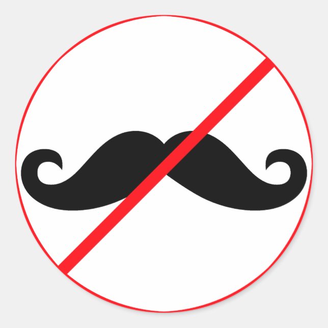 Sticker Rond Ban Mustaches ! (Devant)