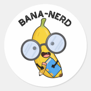 Sticker Rond Bana nerd Fruit Funny Pun Nerd