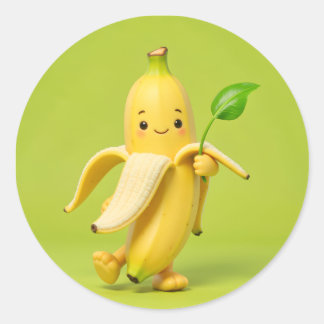 Sticker Rond « Banana Baby dit bonjour ! 🍌💙 Ajoutez de la dou