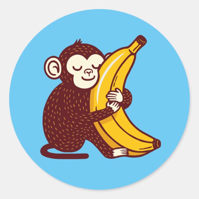 Sticker Rond Banane d'amour de singe (Devant)