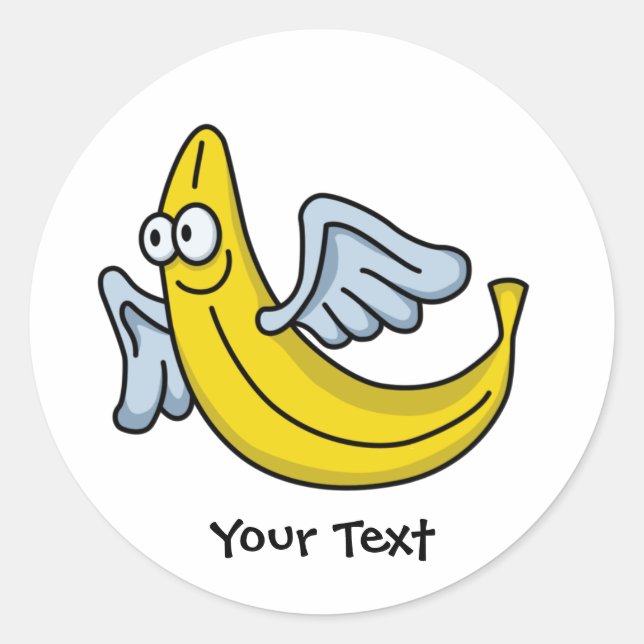 Sticker Rond Banane jaune volante (Devant)