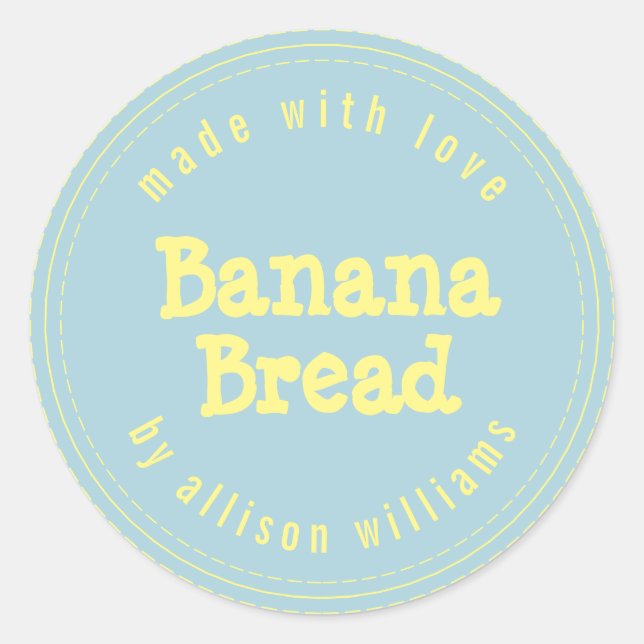 Sticker Rond Banane maison moderne pain jaune bleu (Devant)