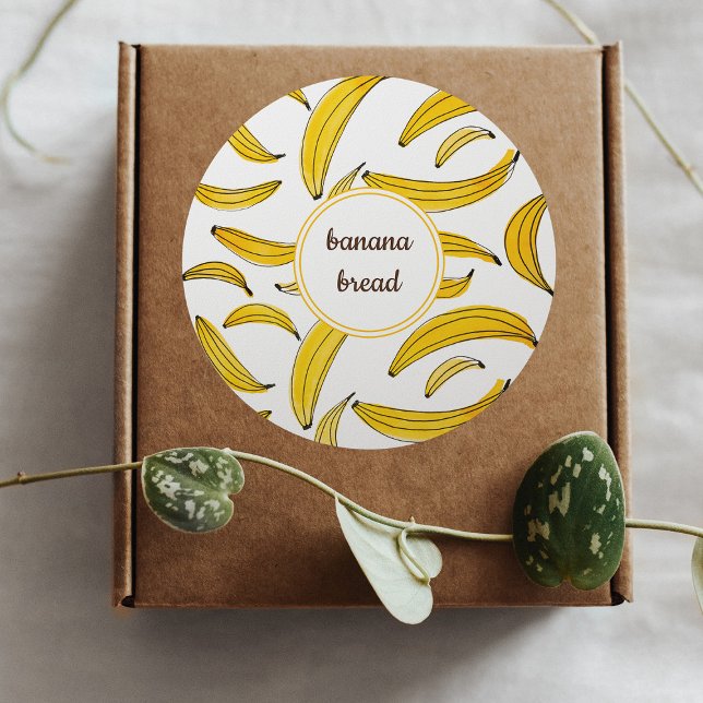 Sticker Rond Bananes d'aquarelle - jaune (Créateur téléchargé)