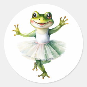 Sticker Rond Bande de ballerine de grenouille mignonne dansant 