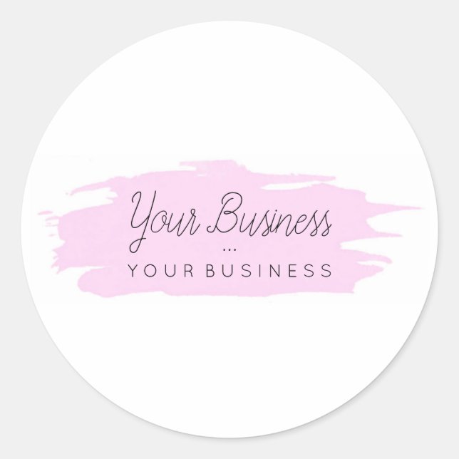 Sticker Rond Bande de base Logo personnalisé 1 rose (Devant)
