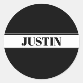 Sticker Rond Bande de nom personnalisé en noir et blanc