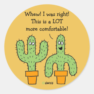 Sticker Rond Bande dessinée américaine drôle de cactus de