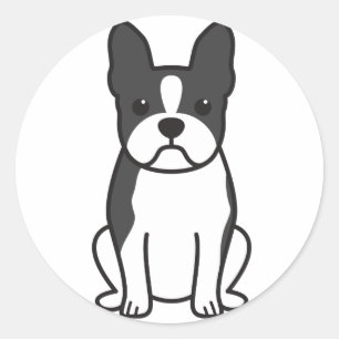 Sticker Rond Bande dessinée de chien de Boston Terrier