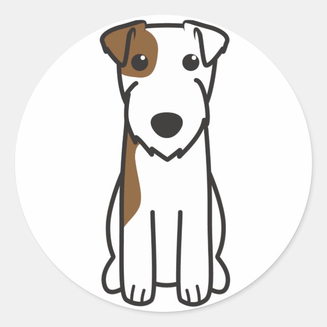 Sticker Rond Bande dessinée de chien de Russell Terrier de (Devant)