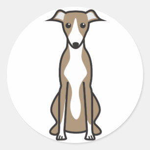 Sticker Rond Bande dessinée de chien de whippet