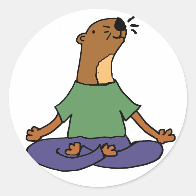 Sticker Rond Bande dessinée de pratique mignonne de yoga de (Devant)