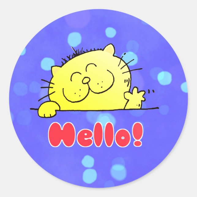 Sticker Rond Bande dessinée mignonne Kitty bonjour (Devant)