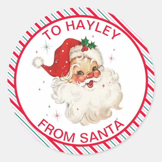 Sticker Rond Bande Festive Du Cadeau Père Noël (Devant)