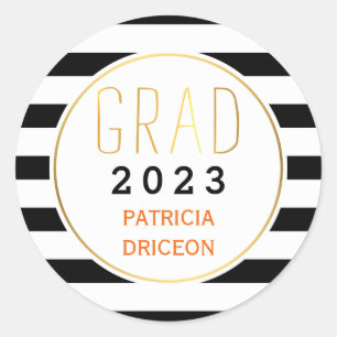 Sticker Rond Bandes blanches noires grad 2016 graduation tendan