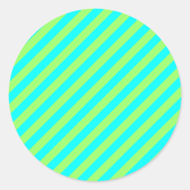 Sticker Rond Bandes diagonales vertes et aqua (Devant)