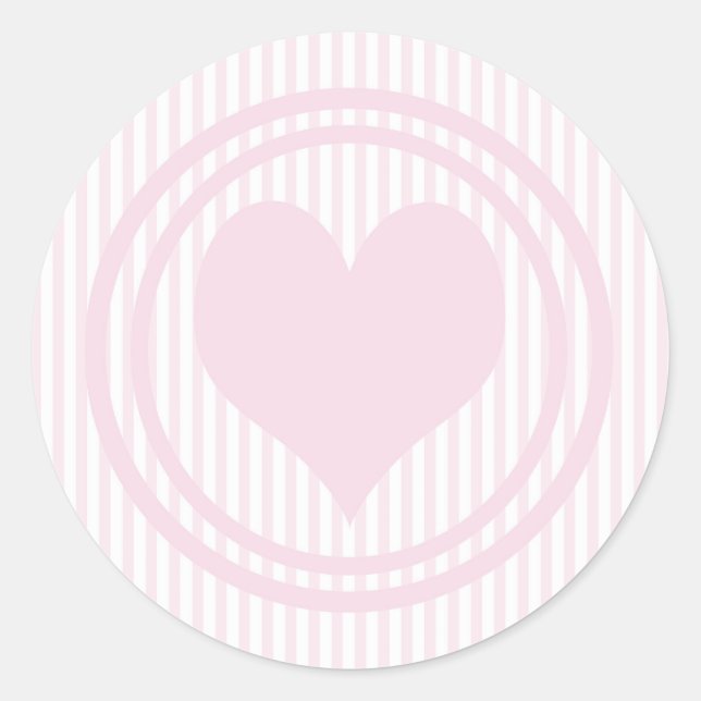 Sticker Rond Bandes du coeur et rose et blanc (Devant)