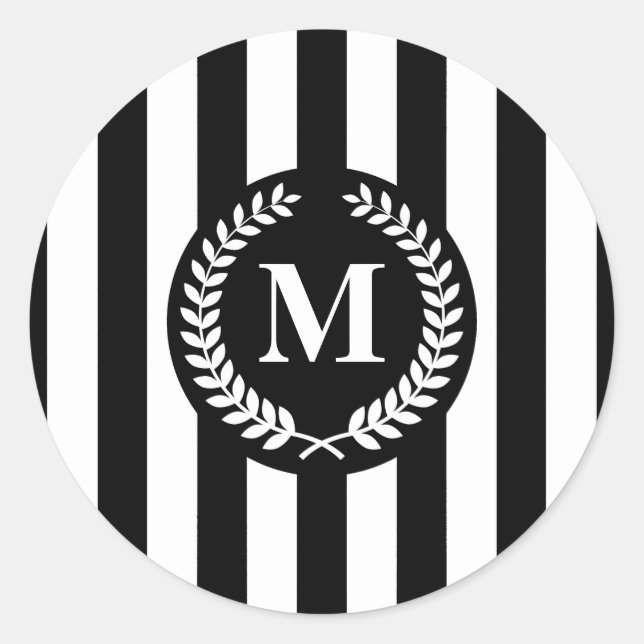Sticker Rond Bandes noires et blanches (Devant)