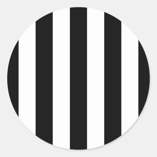 Sticker Rond Bandes noires et blanches, Motif rayé, Lignes (Devant)