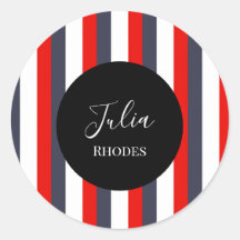 Bandes rouges, blanches et bleues nom personnalisé
