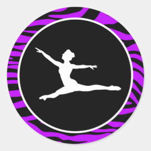 Sticker Rond Bandes Zébrées Électriques Violettes; Ballet