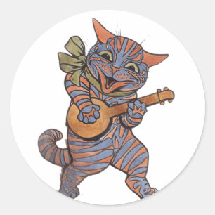 Sticker Rond Banjo Jouer au chat