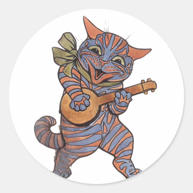 Sticker Rond Banjo Jouer au chat (Devant)