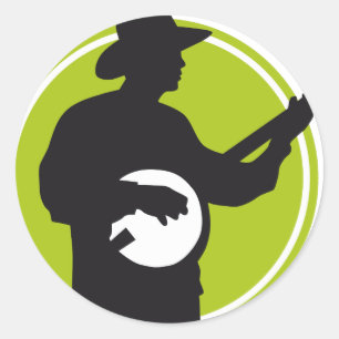 Sticker Rond Banjo Player