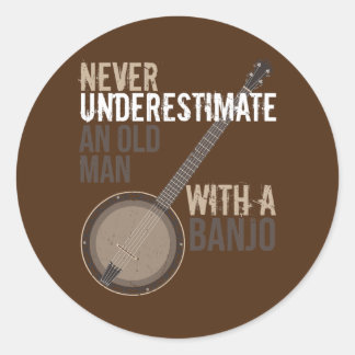 Sticker Rond Banjo Player Sting instrument musical Musique Love