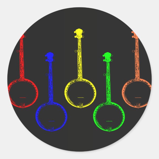 Sticker Rond banjos colorés (Devant)