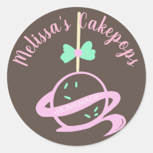 Sticker Rond Bannière de logo de Cakepop Ruban Boulangerie Mais