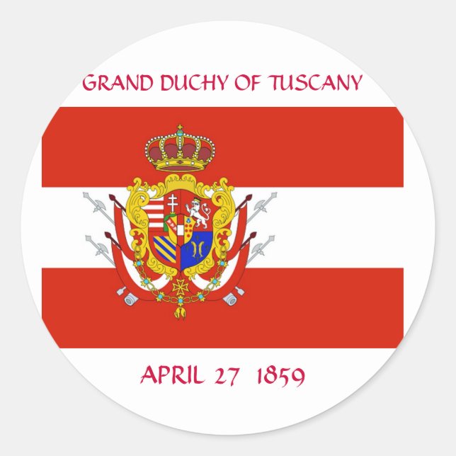Sticker Rond Bannière rouge blanc Grand-Duché de Toscane (Devant)