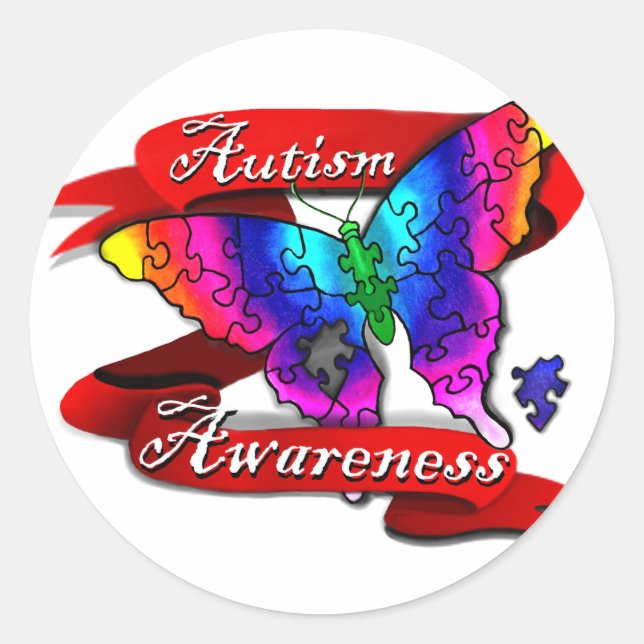 Sticker Rond Bannière sensibilisation sur l'autisme (Devant)