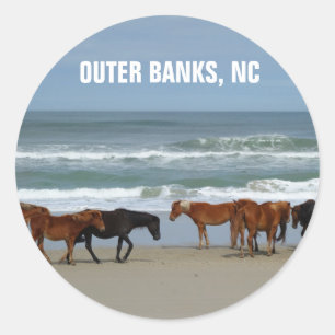 Sticker Rond Banques extérieures de Chevaux sauvages OBX Caroli