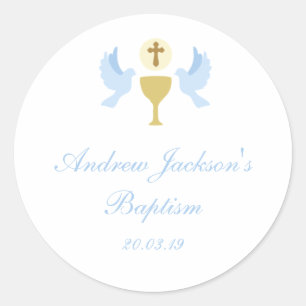 Sticker Rond Baptême Bleu - Baptême