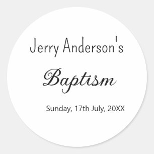 Sticker Rond Baptême catholique enfants moderne simple QR minim