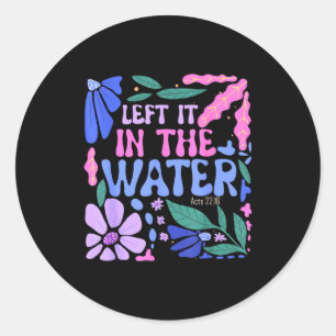 Sticker Rond Baptême chrétien baptisé Bo laissé dans l'eau