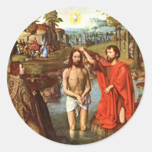 Sticker Rond Baptême de Jésus peint par Maîtres