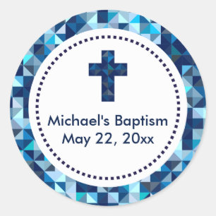 Sticker Rond Baptême du garçon Première communion Confirmati