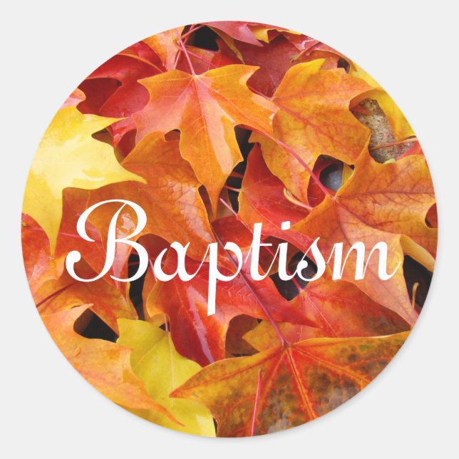 Sticker Rond Baptême Enveloppe d'invitation sceaux Feuilles d'a (Devant)