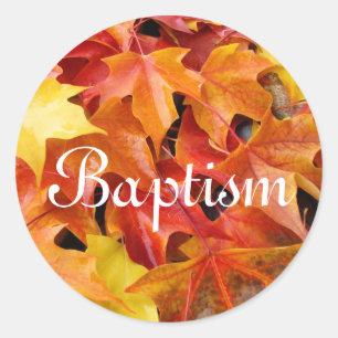 Sticker Rond Baptême Enveloppe d'invitation sceaux Feuilles d'a